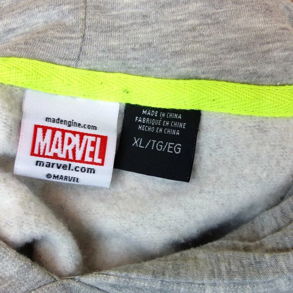 Mad Engine Marvel Comics Character Fleece Hoodie Sweater Youth Kid XL Gray Black - Picture 13 of 13